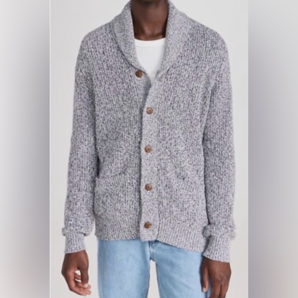 Faherty Marled Cotton‎ Cashmere Shawl Cardigan Gray XXL